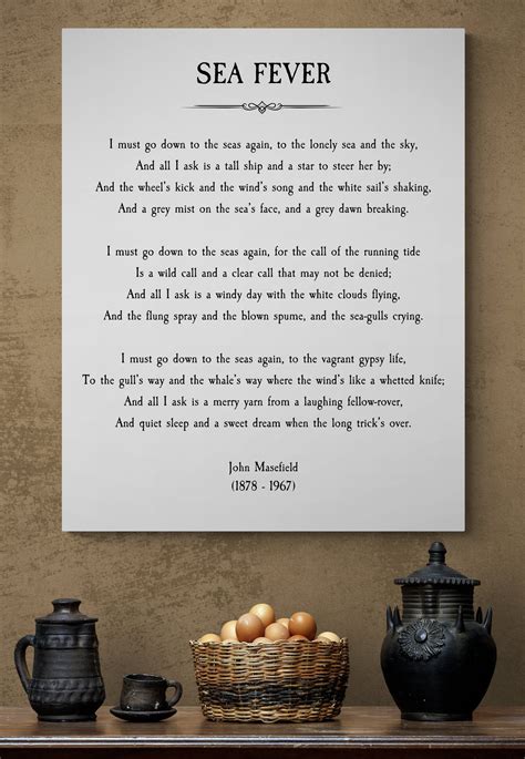 Sea Fever, Classic Poem by John Masefield, Seafaring Poem, High Quality ...