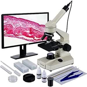 AmScope M100C-LED-SP14-E 40X-1000X Student Biological Field Microscope ...