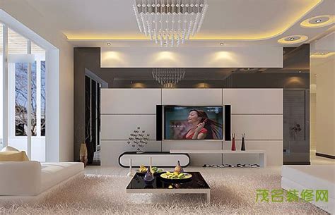 时尚创意电视背景墙 小户型客厅精装修—万维家电网