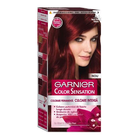 Garnier Color Sensation 4.60 Intense Dark Red Hair Dye Permanent Cream ...