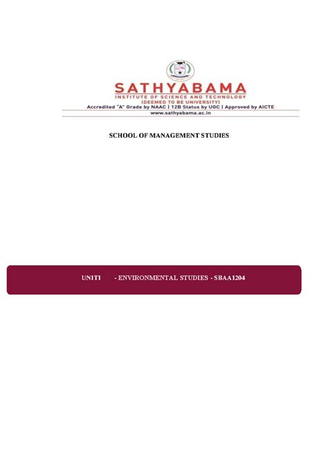 SBAA1204 - Environmental Studies Unit 1: Ecosystems & Sustainability ...