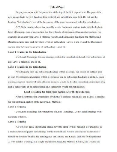 Image result for APA Paper Heading Format