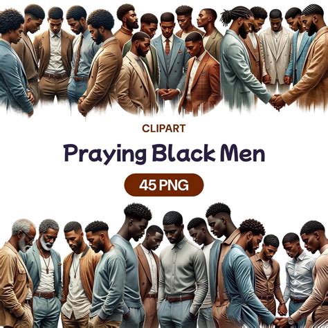 Praying Black Men Clipart, Watercolor African American Religious Boy ...