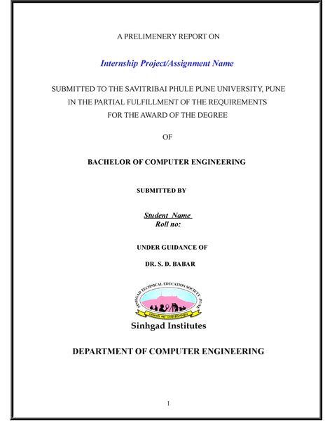 Internship Report Format - A PRELIMENERY REPORT ON Internship Project ...