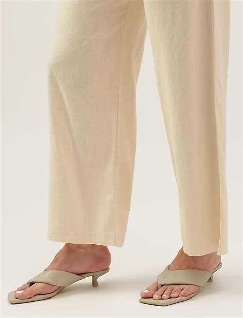 Buy Linen Rich Wide Leg Trousers at Marks & Spencer