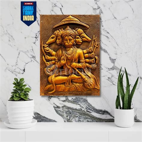 Buy Panchmukhi Hanuman 3D Relief Mural Wall Art Online - Artociti