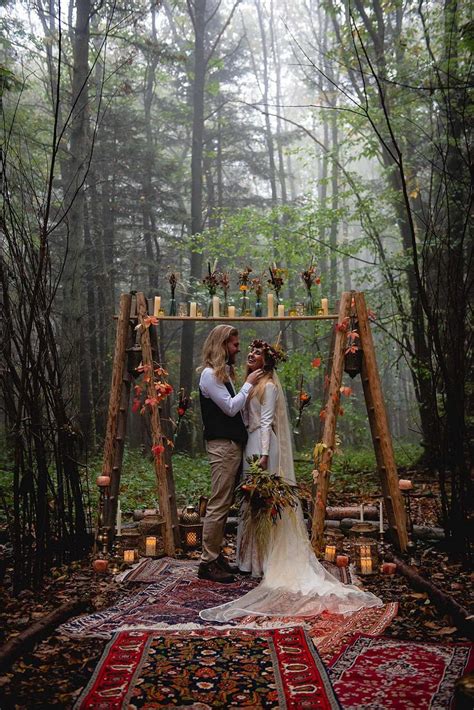 A Beautiful and Misty Bohemian Wedding Shoot in The Woods…. | Festival Brides | Forest theme ...