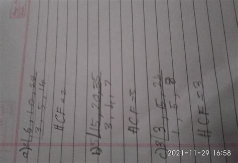 By division method, find the HCF of (a) 6, 10, 28 (b) 15, 20, 35 (c) 3 ...