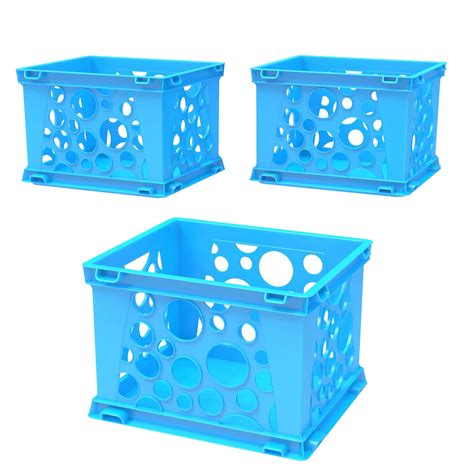Storex Mini Crate, 9 x 7.75 x 6 Inches, Blue, Case of 3 (STX61583U03C ...