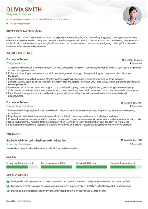 corporate trainer resume sample | Free Wallpaper