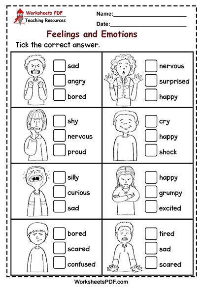 Feeling Worksheet 的图像结果