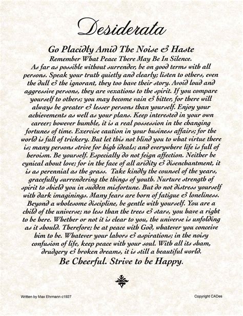 Meaning Of Desiderata Poem
