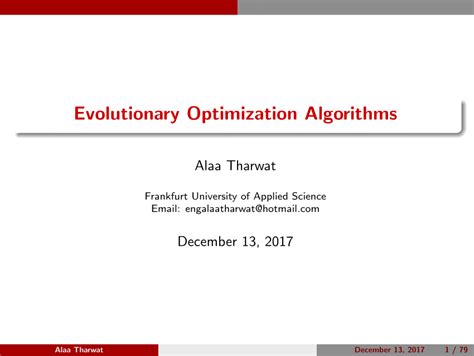 (PDF) Evolutionary Optimization Algorithms