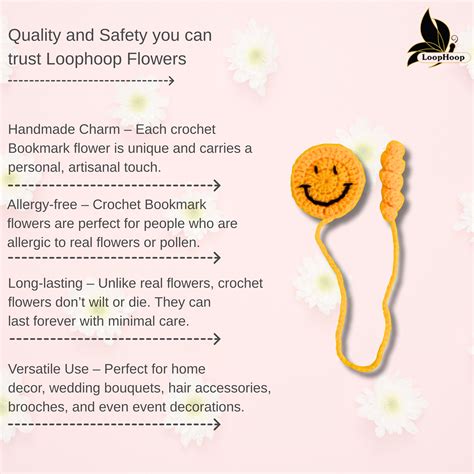 Crochet Handmade Smily Bookmark (1 steam) – loophoopkids