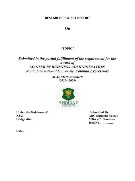 Image result for Research Project Sample