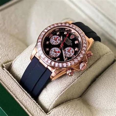 RLX Daytona Black Dial Swiss Black Color Leather Men's Watch For Man R ...