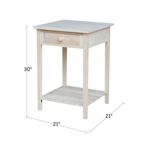 International Concepts Unfinished Wood Nightstand with Drawer and Lower ...