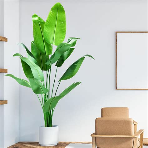 Bird of Paradise Plant Artificial 7ft,Faux Plants Indoor Tall with 13 ...