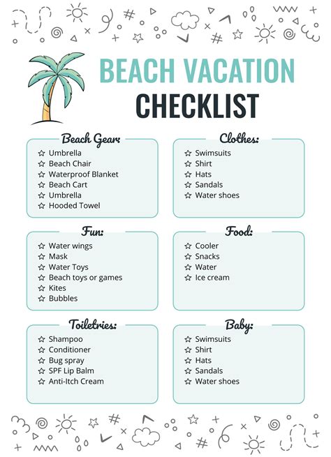 Printable List Vacation Packing List Minimalist Travel Template Packing