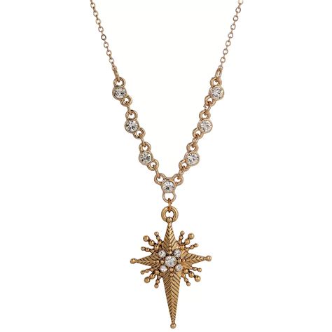 Symbols Of Faith Gold Tone Crystal Star Of Bethlehem Necklace