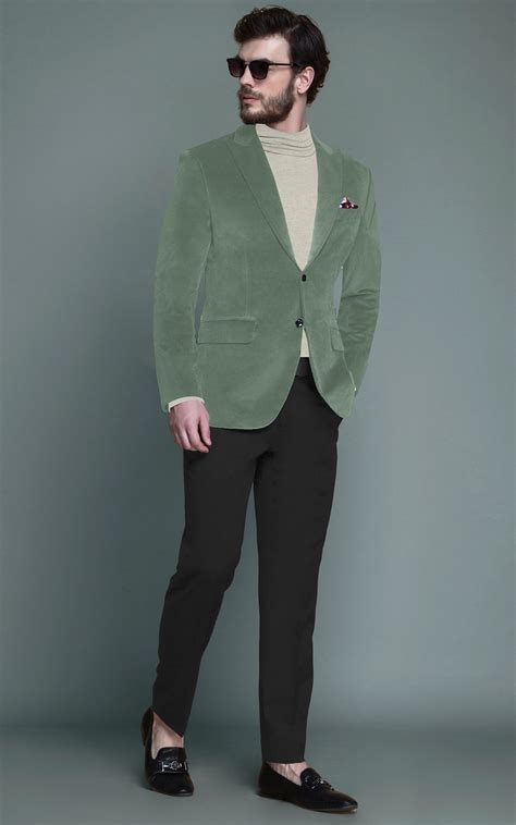 Green Velvet Blazer Men