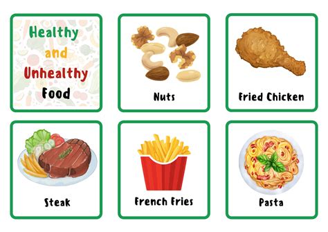 Buy Healthy and Unhealthy Foods Flashcards and Worksheet Online in ...