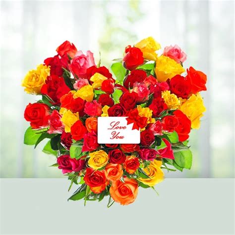 Send Colorful Heart Arrangement Online | Phoolwala
