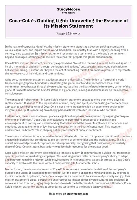 Coca-Cola's Guiding Light: Unraveling the Essence of its Mission ...