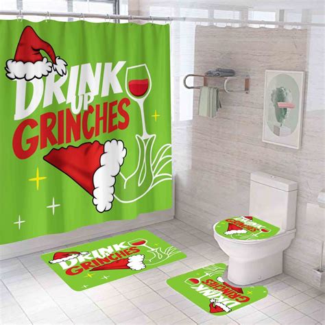 DJKDJL The Grinch Toilet Bathroom Doormat Shower Curtain, Nostalgic ...