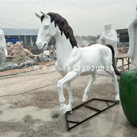 玻璃钢白马雕塑，动物雕塑 - 河北卓景雕塑公司