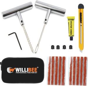 WILLIBEE 7 in 1 Universal T Tubeless Tire Puncher Kit Tyre Puncture Kit ...