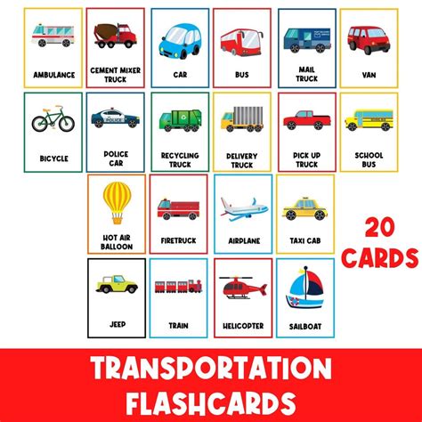 Transportation Flash Cards 的图像结果