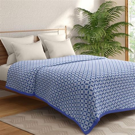 Buy PORTICO Mosaics Blue Printed Microfibre Double Blanket - 220x240cm ...