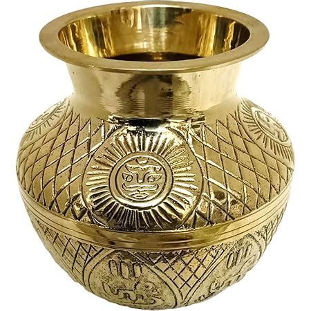 SK Metals Brass Kall Puja Kalash Lota / Pure Golden Brass Lota / Kalash ...