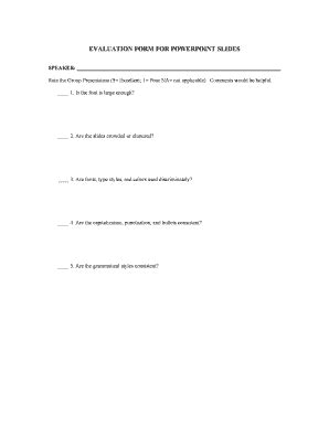 Evaluation Form for PowerPoint Slides - Blank Fillable Template | Fill ...