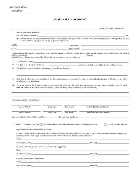Free Illinois Small Estate Affidavit Form - PDF | Word – eForms