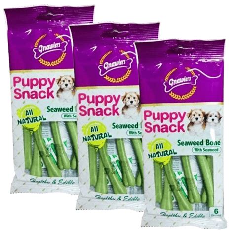 Buy Gnawlers Puppy Snack Seaweed Bone Dog Treats Online | Supertails