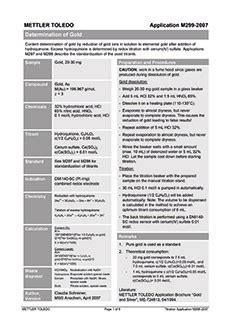 Determination of Gold / M299 - METTLER TOLEDO