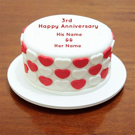 3rd Wedding Anniversary Cake With Name Edit Online