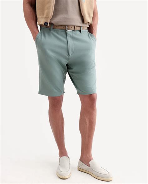 Buy Drivo-Ss26 - Dusky Green Bi-Stretch Shorts With Jacquard Waistband ...
