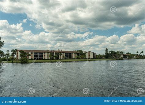 Caloosahatchee River in Fort Myers, Florida. Cityscape in Background ...