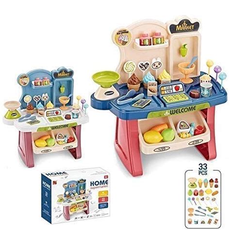 Buy electreca mini supermarket play set toy shop with sound & effect ...