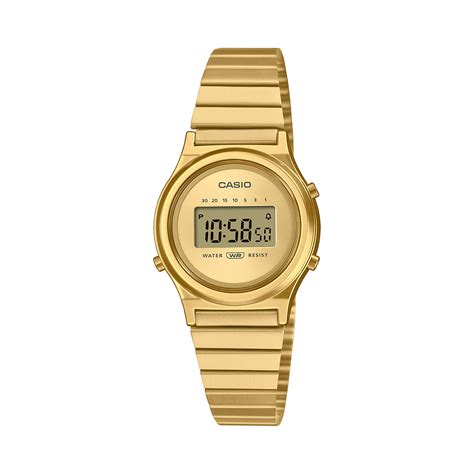 CASIO VINTAGE LA700WEG-9ADF Gold Digital Dial Gold Stainless Steel Band ...