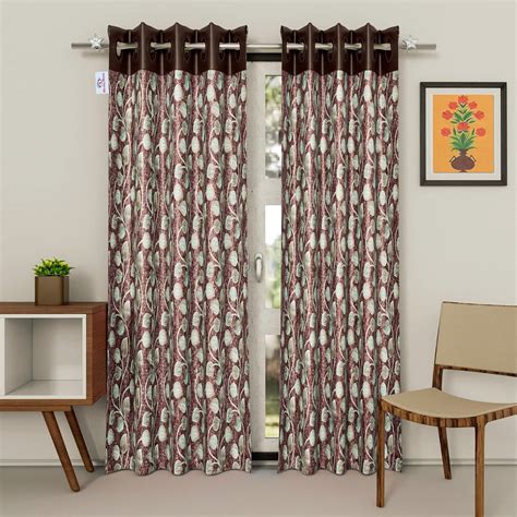 Heart Home Silk Decorative 9 Feet Long Door Curtain | Leaf Print ...