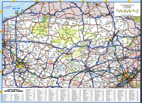 Pennsylvania map with rivers and lakes, parks and recreation area