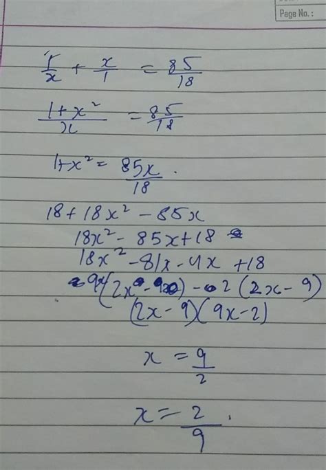 The sum of a fraction and its reciprocal equals 85/18 ,find its ...