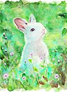 Image result for Rabbit Drinking Water Painting