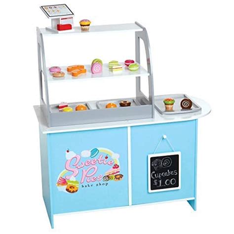 Buy Wooden Bakery Playset Pretend Stand for Kids - 25 Piece Bake Shop ...