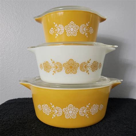 Pyrex Butterfly Gold 6pc Round Casserole Dish Set - Etsy