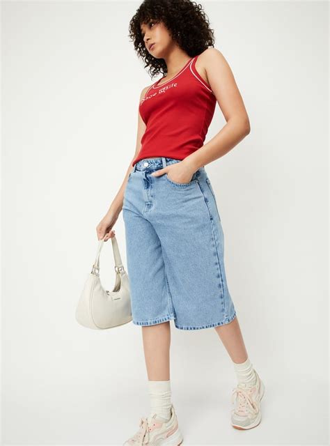 Buy Women Solid Denim Jorts Online at just Rs. 999.0 - 1000014786557 ...